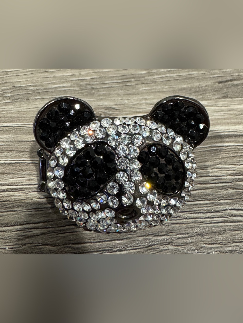 🐼 Panda Sparkling Ring - Black & Clear Rhinestones - Like New